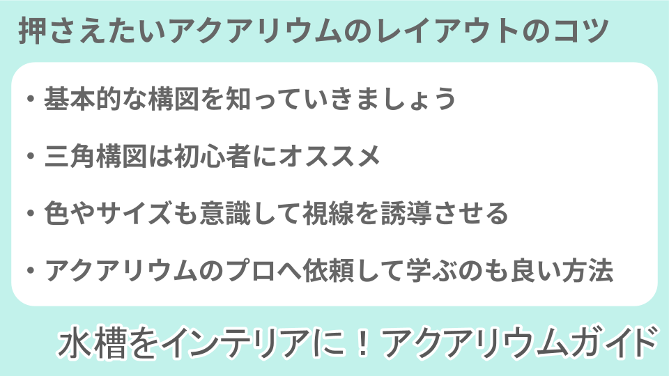 アクアリウムレイアウトのコツについての説明画像